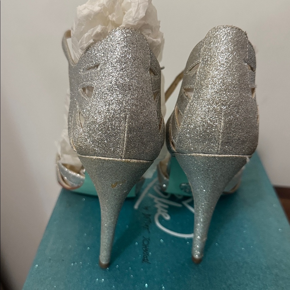 Betsey Johnson Silver Glitter Heels - Picture 5 of 5